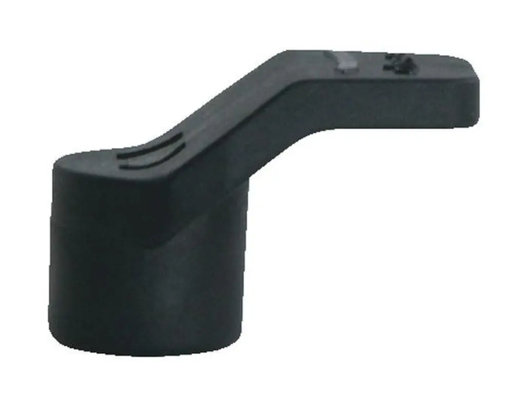 Schwarzer Griff von Syr, als Ersatzteil, mit breitem Ende und einem nach oben gebogenen Arm. Ideal für die Verwendung bei speziellen Geräten oder Anwendungen.
